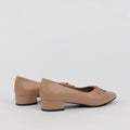 Camel low heel shoes teardrop neckline FLORA