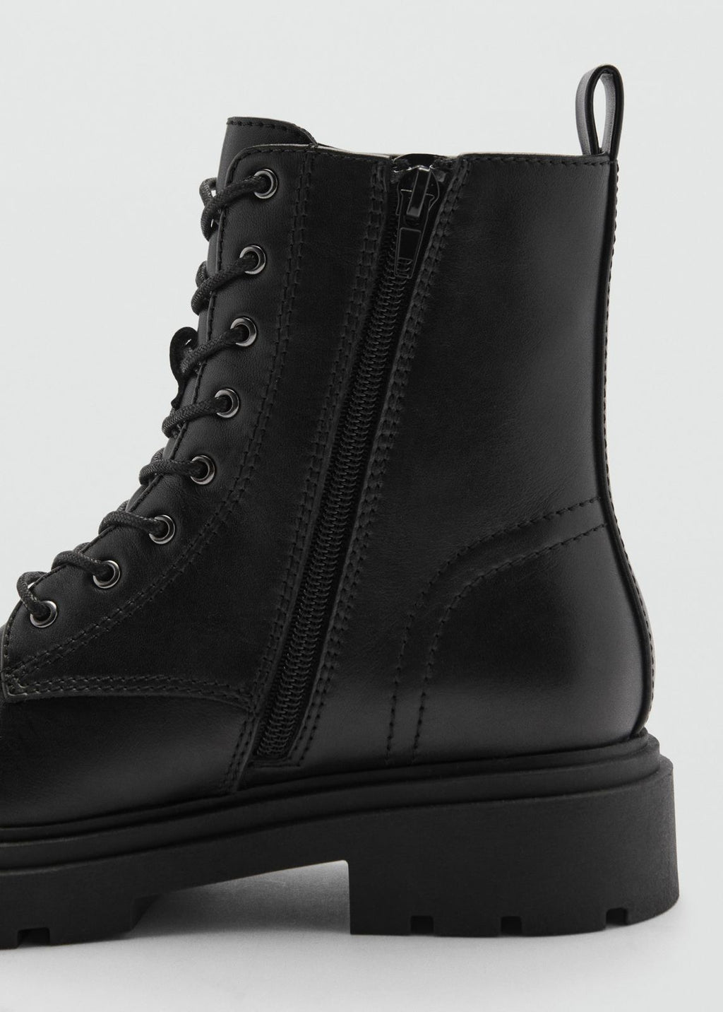 LEATHER BOOT WITH LACES AND TRACK SOLE