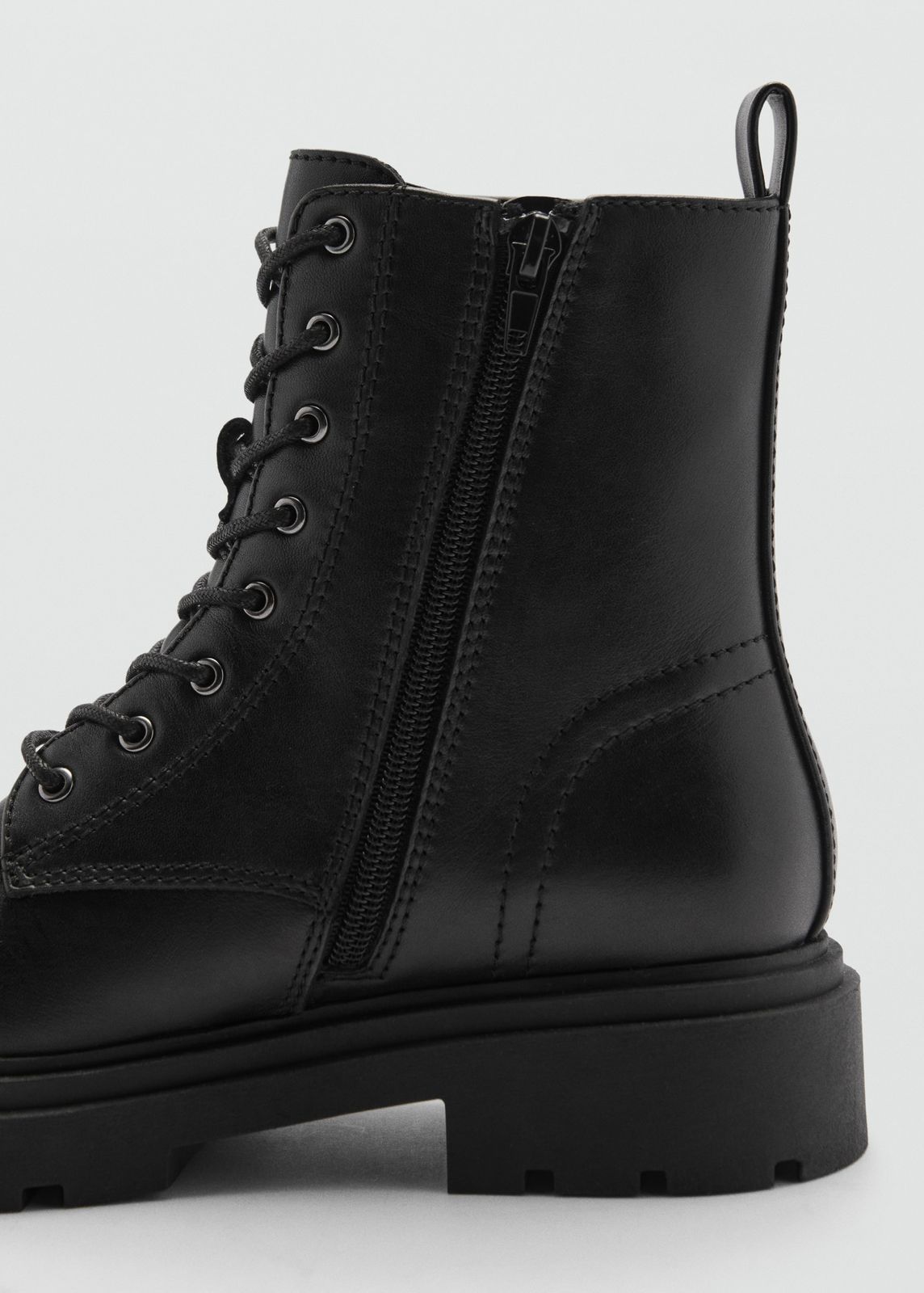 LEATHER BOOT WITH LACES AND TRACK SOLE