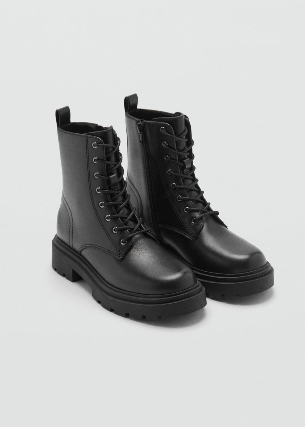 LEATHER BOOT WITH LACES AND TRACK SOLE