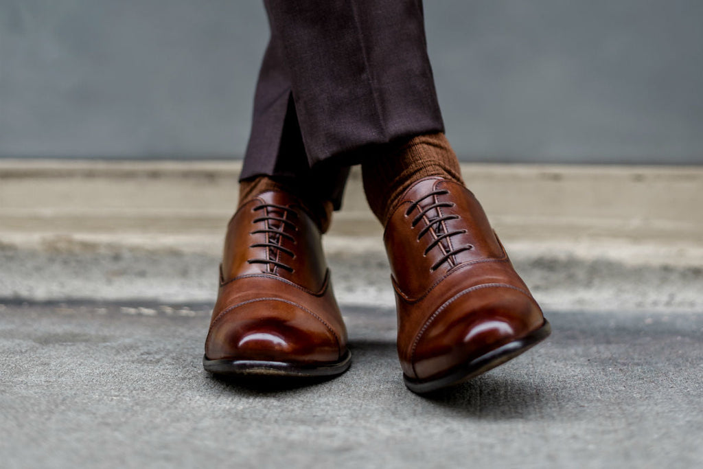 The Cagney II Stitched Cap-Toe Oxford - Marrone