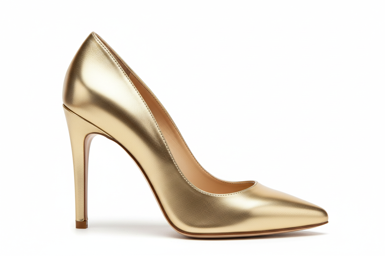 high-vamp leather pump