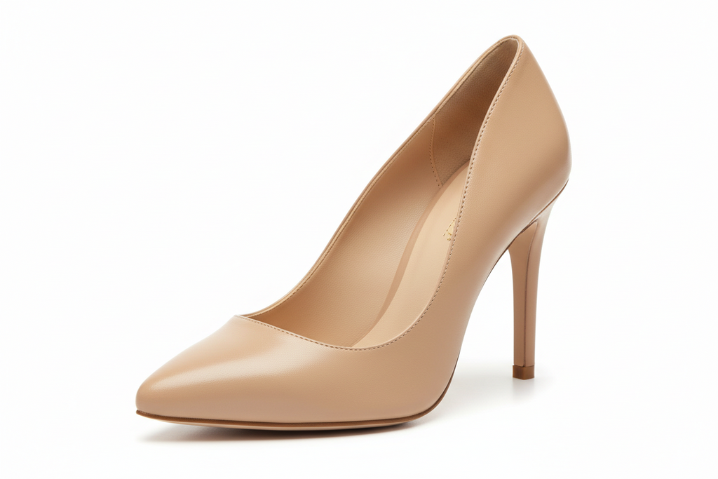 high-vamp leather pump