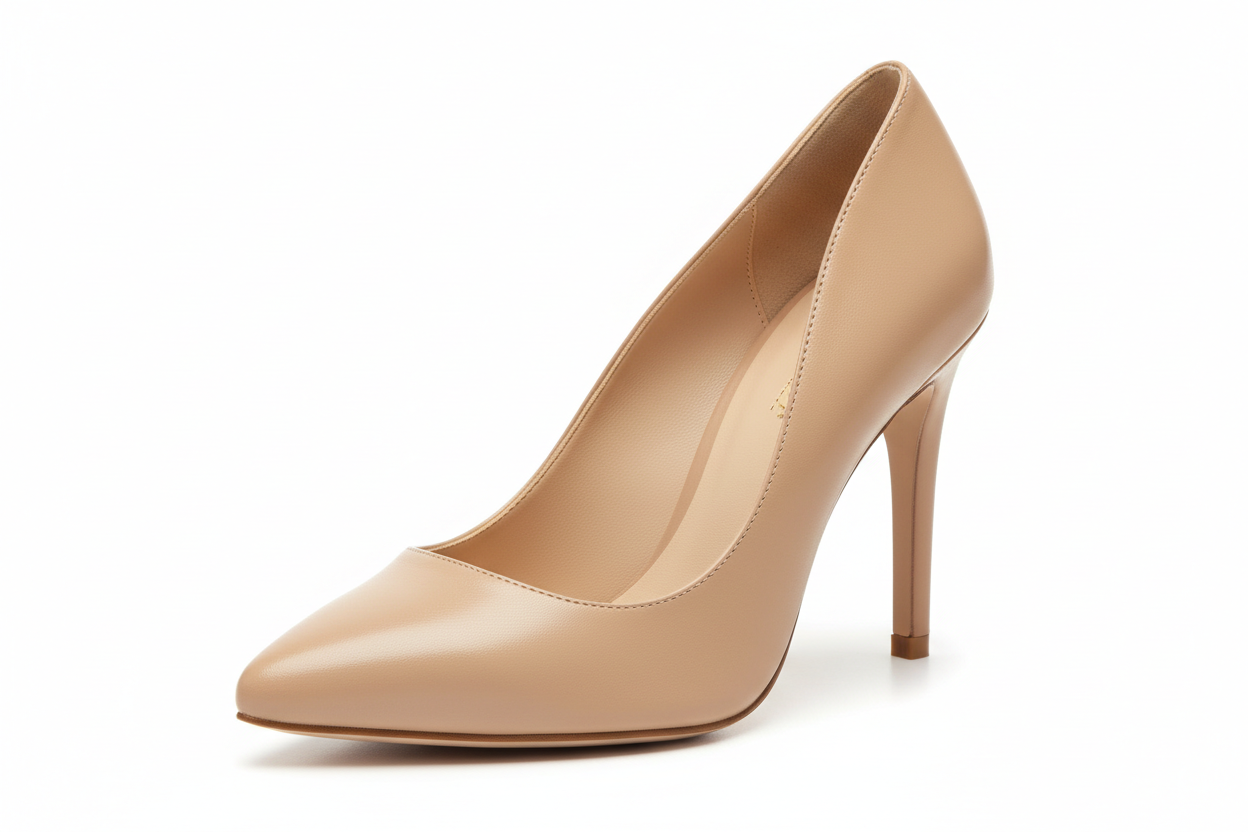 high-vamp leather pump