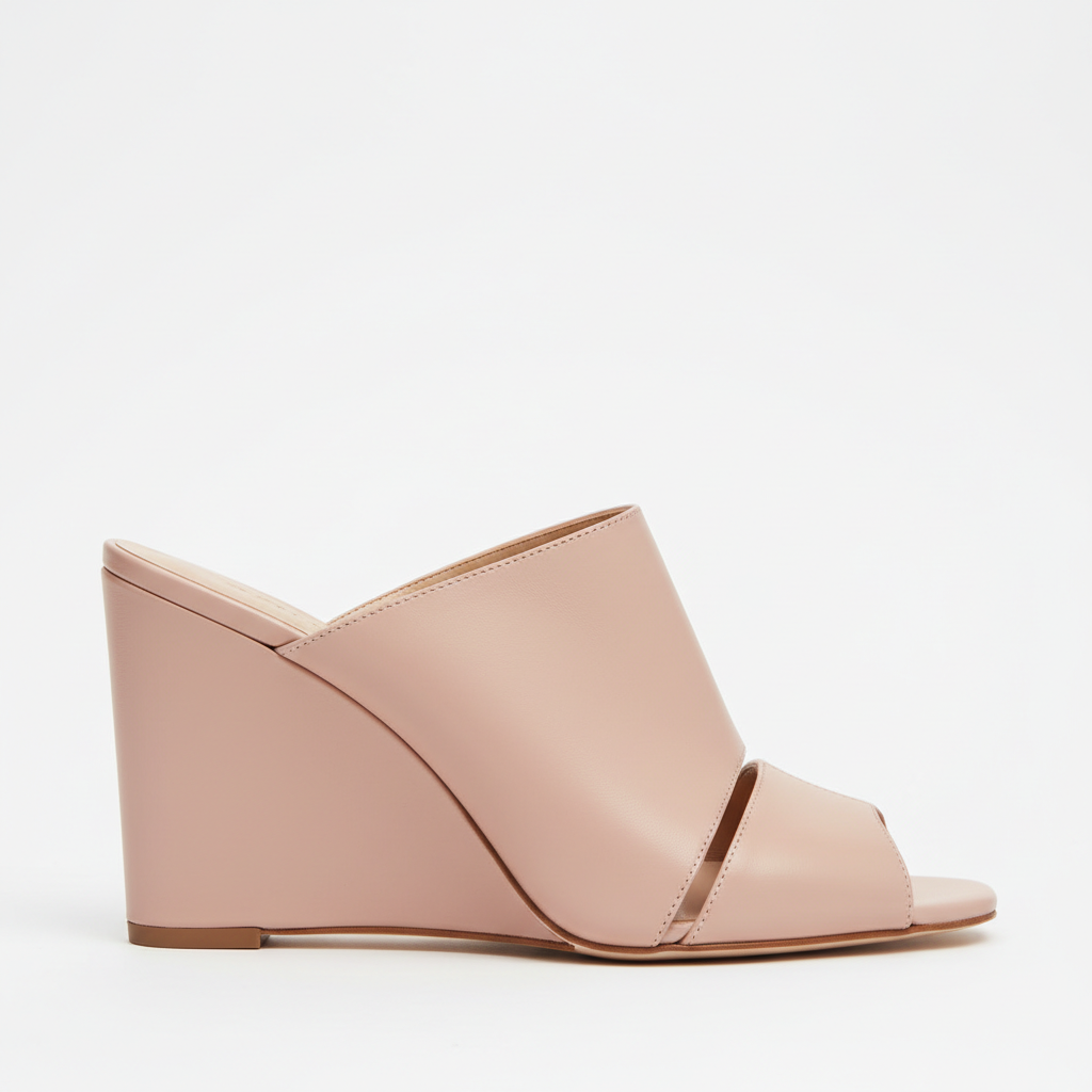 Leather Wedge Heel Structured Mule