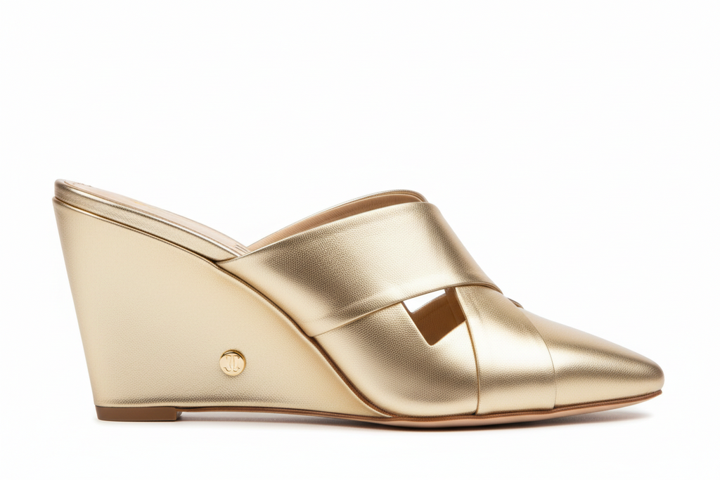 Leather Wedge Heel Structured Mule