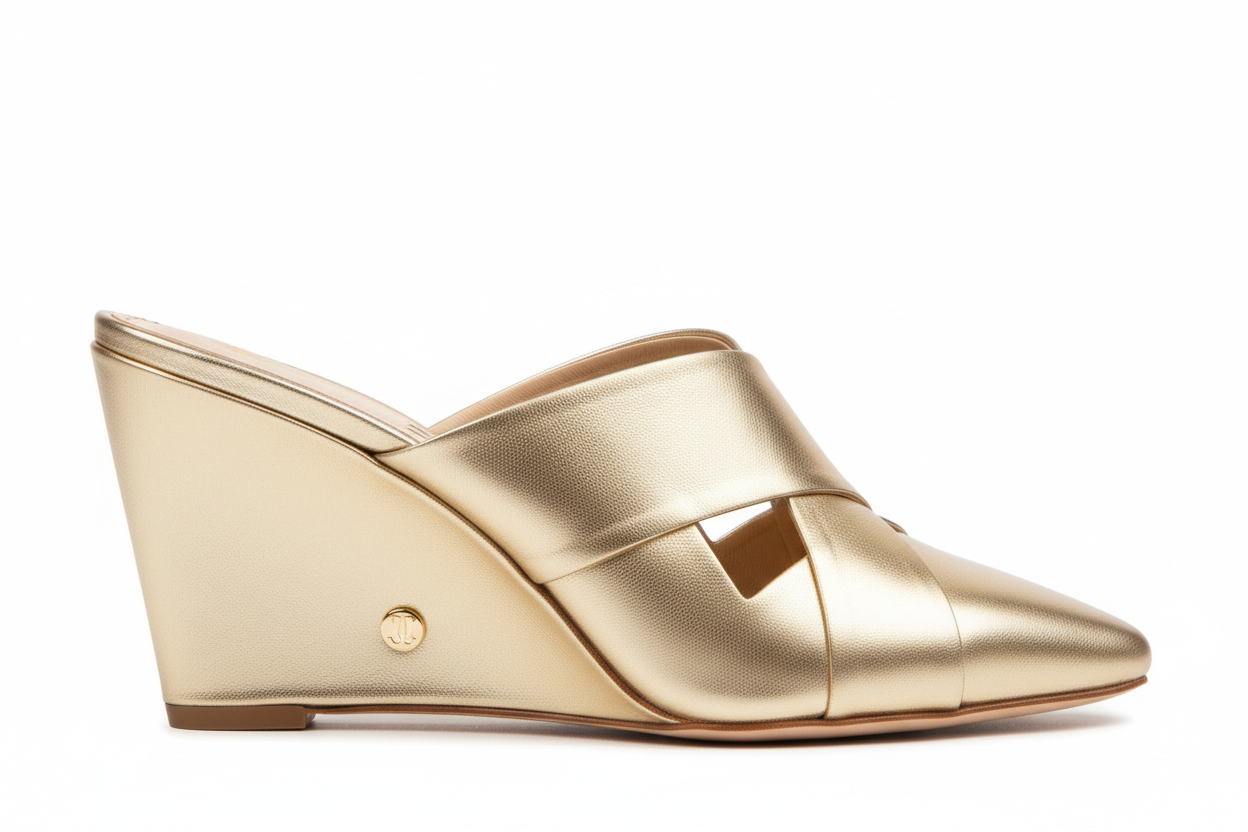 Leather Wedge Heel Structured Mule