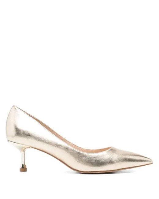 Women's Pointed-Toe Leather Kitten Heel Pump