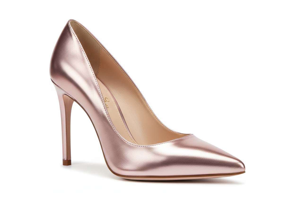 Metallic Leather Pointed-Toe Dress Pump