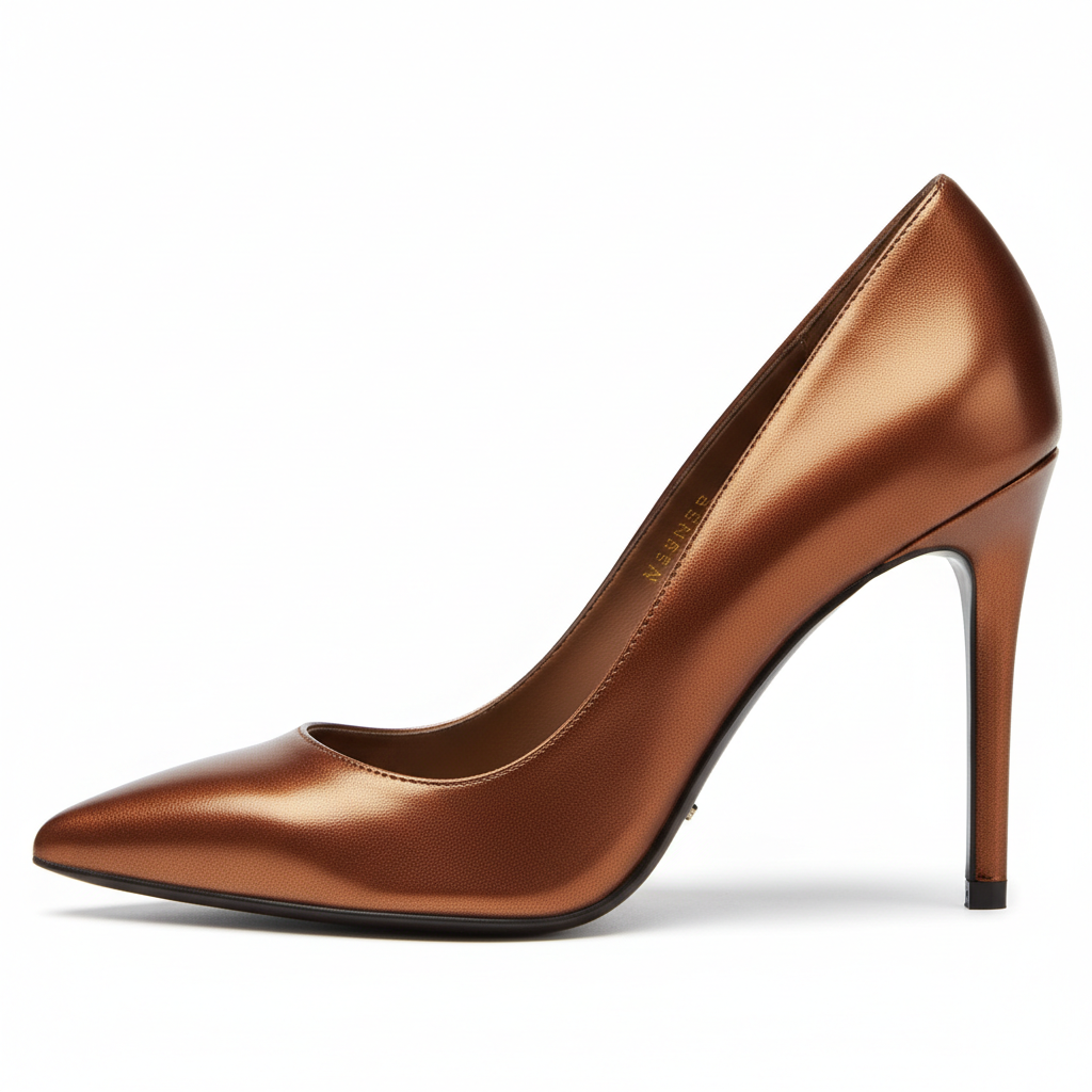 Metallic Leather Pointed-Toe Dress Pump