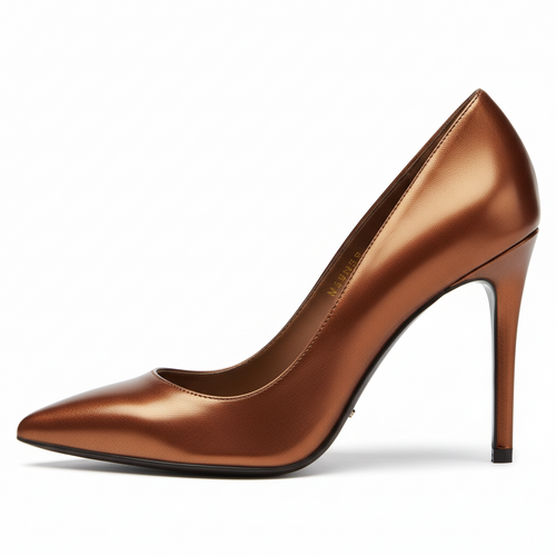 Metallic Leather Pointed-Toe Dress Pump