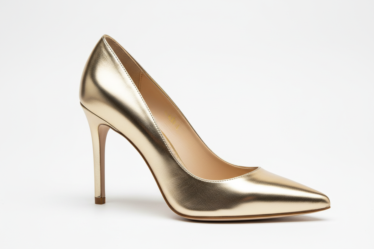 Metallic Leather Pointed-Toe Dress Pump