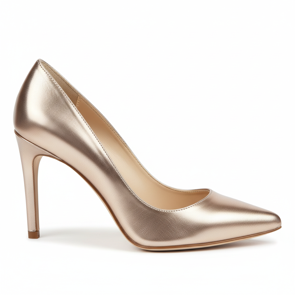 Metallic Leather Pointed-Toe Dress Pump